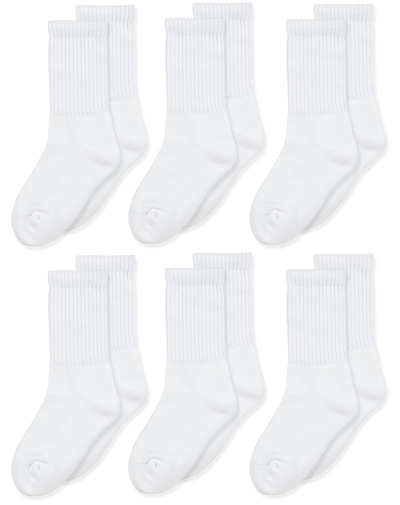 Jefferies Socks Big Boys' Seamless Toe Athletic Crew Socks, 6-pack White, 5-6 1/2(Toddler)(Shoe size 3-7) - Image 1